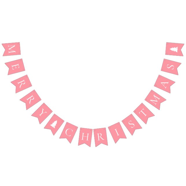 Elegantes Rosa Weiß Frohe Weihnachten Wimpelkette (Alle)