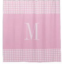 Elegantes rosa-weiß kariertes Monogramm