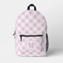 Elegantes rosa weiß kariertes personalisierbares M Bedruckter Rucksack