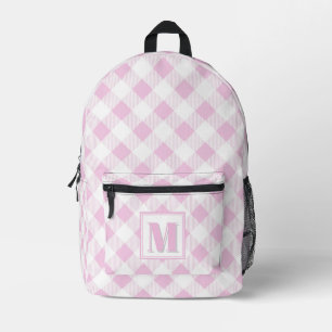 Elegantes rosa weiß kariertes personalisierbares M Bedruckter Rucksack