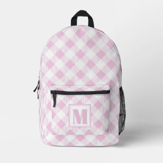 Elegantes rosa weiß kariertes personalisierbares M Bedruckter Rucksack