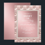 Elegantes Rosa Weiß Sweet 16 Dance Party Einladung<br><div class="desc">Elegante und schicke,  dekorative metallische Rosa und Weiß Sweet 16 Dance Party Einladung für Mädchen.</div>