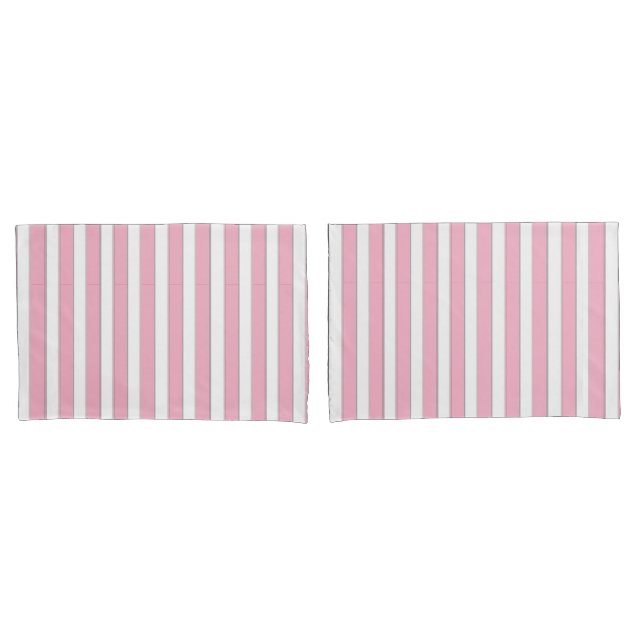 Elegantes Rosa, Weiß u. silbernes gestreiftes Kissenbezug (Vorderseite-Set)