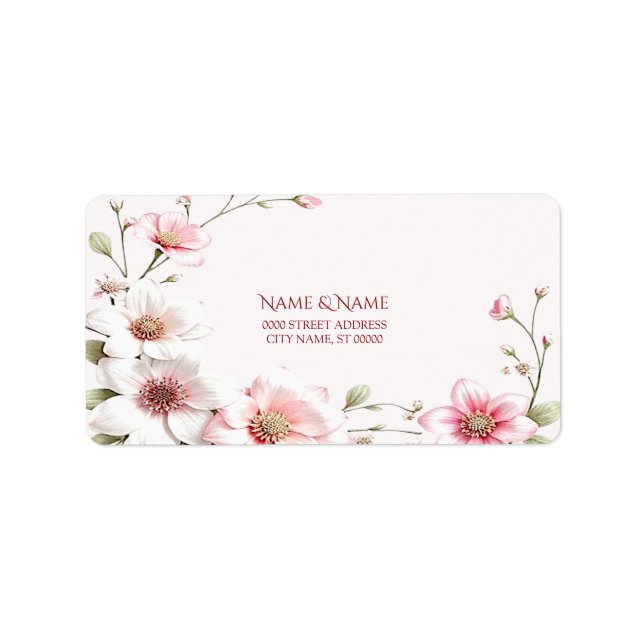 Elegantes rosa, weiße Blumenadresse-Label Adressaufkleber (Vorne)