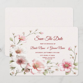 Elegantes Rosa Weiße Blüte Save the Date