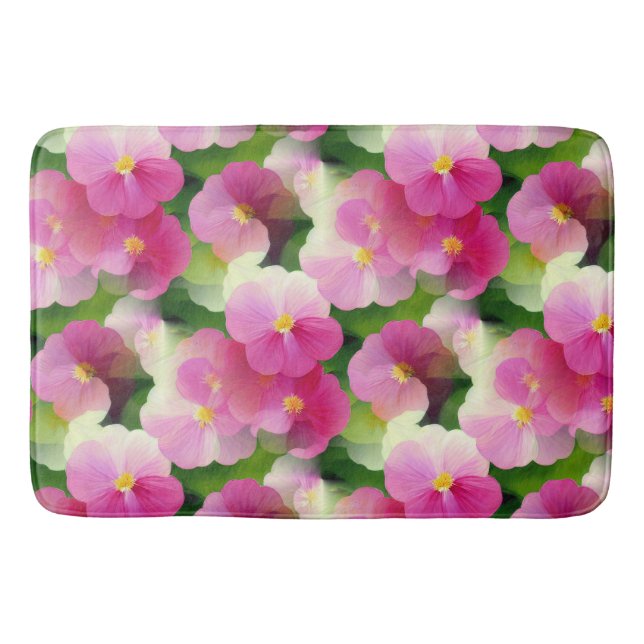 Elegantes rosa-weiße Eingeweihte Blume-Muster Badematte (Vorderseite)