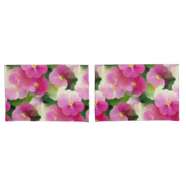 Elegantes rosa-weiße Eingeweihte Blume-Muster Kissenbezug (Vorderseite-Set)