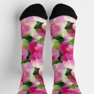 Elegantes rosa-weiße Eingeweihte Blume-Muster Socken