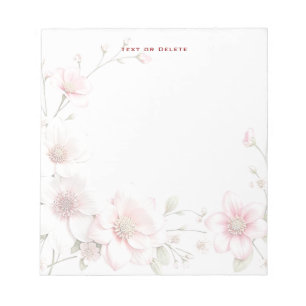 Elegantes rosa weißes Blumen Notizbuch Notizblock