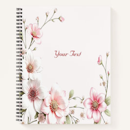 Elegantes rosa weißes BlumenNotebook Notizbuch