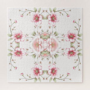 Elegantes rosa weißes Blumenpuzzle