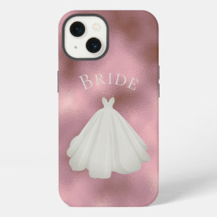 Elegantes rosa weißes Brautkleid-Typografie-Hochze iPhone Hülle