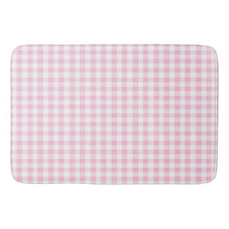Elegantes rosa-weißes Gingham-Muster Badematte