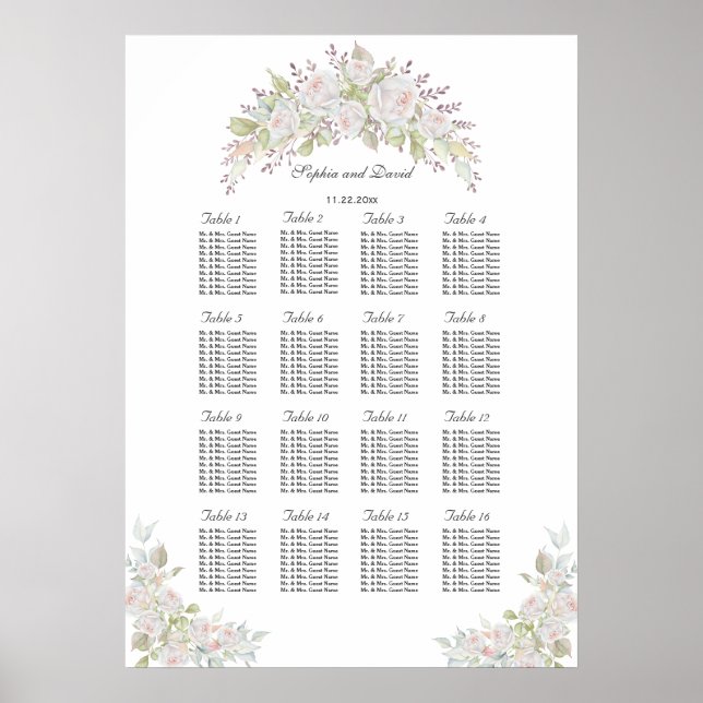 Elegantes rosa, weißes Rosenblatt für Hochzeiten Poster (Vorne)