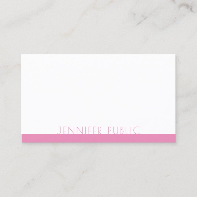 Elegantes rosa weißes Template Modernes Beruflich Visitenkarte (Vorderseite)