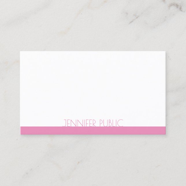 Elegantes rosa weißes Template Modernes Design Chi Visitenkarte (Vorderseite)