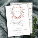 Elegantes rosa Wildblume Monogram Aquarell Wappen Save The Date<br><div class="desc">Pastel Wildblume Aquarellkollektion - eine elegante Aquarellfarben Illustration von rosafarbenen Aquarellfarben mit einer modernen minimalen Touch. Ideal für Ihre moderne Blumenhochzeit & Partys. Es ist sehr einfach, mit Ihren persönlichen Daten zu personalisieren. Wenn Sie ein anderes passendes Produkt oder eine Anpassung benötigen, wenden Sie sich bitte per E-Mail an Zazzle....</div>