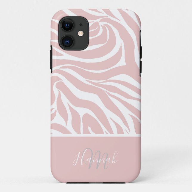 Elegantes Rosa Zebra Weißes Tier Print Case-Mate iPhone Hülle (Rückseite)