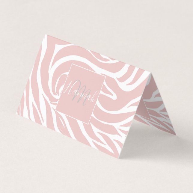 Elegantes Rosa Zebra Weißes Tier Print Visitenkarten (Vorderseite)