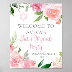 Elegantes rosafarbenes Bat Mitzvah Party Custom Poster