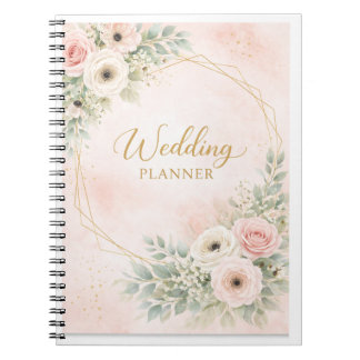 Elegantes rosafarbenes Blumen-Hochzeitsplanungsnot Notizblock