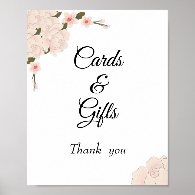 Elegantes rosafarbenes Blumenblossom Hochzeitskart Poster (Vorne)