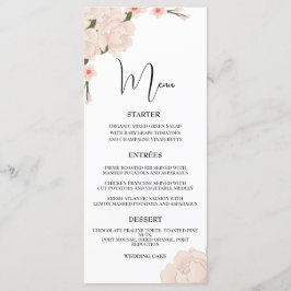 Elegantes rosafarbenes Blumenblossom Hochzeitsmenü Menükarte