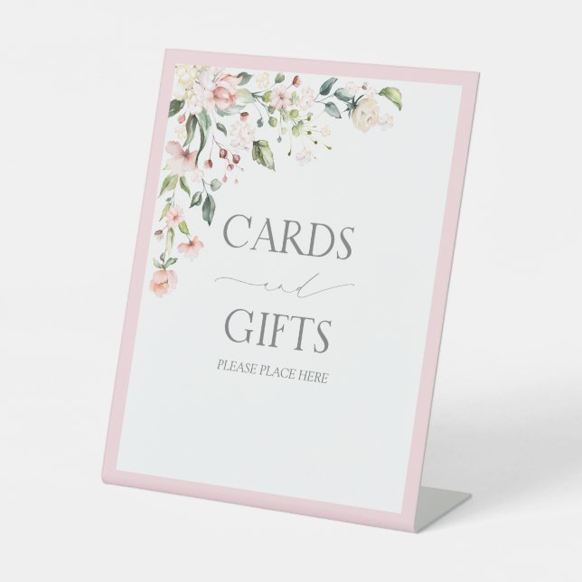 Elegantes rosafarbenes Blumengeschenk für Brautpar Sockelschild (Vorderseite)