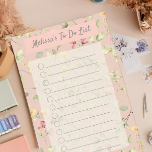 Elegantes rosafarbenes Blumenmuster Personalisiert Post-it Klebezettel
