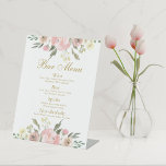 Elegantes, rosafarbenes, blumenrosafarbenes Hochze Sockelschild<br><div class="desc">Ein schönes,  rosa Rosa-Peony-Menü und ein Blumenmester-Bar für Ihre Frühjahrs- oder Gartenhochzeit. Dieses elegante Veranstaltungsgebäude ist mit einem romantischen Bouquet von Aquarellfarben-Blume geschmückt,  die den edlen Empfang- und Biersorten schmücken. Fügen Sie Ihre Cocktailbeschreibung,  Spirituosen und alkoholfreie Optionen in der antiken Goldschrift hinzu.</div>