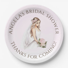 Elegantes, rosafarbenes Brautparty Pappteller