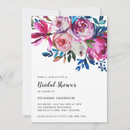 Elegantes rosafarbenes Floral Modernes Brautparty Einladung
