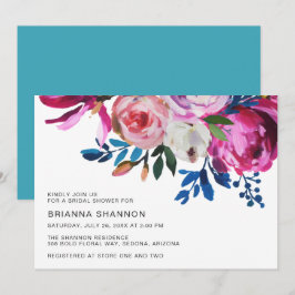 Elegantes rosafarbenes Floral Modernes Brautparty Einladung