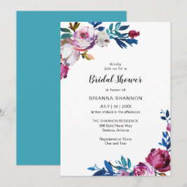 Elegantes rosafarbenes Floral Modernes Brautparty Einladung