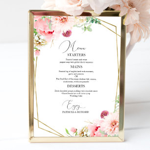 Elegantes Rosafarbenes Florales Geometrisches Hoch Poster