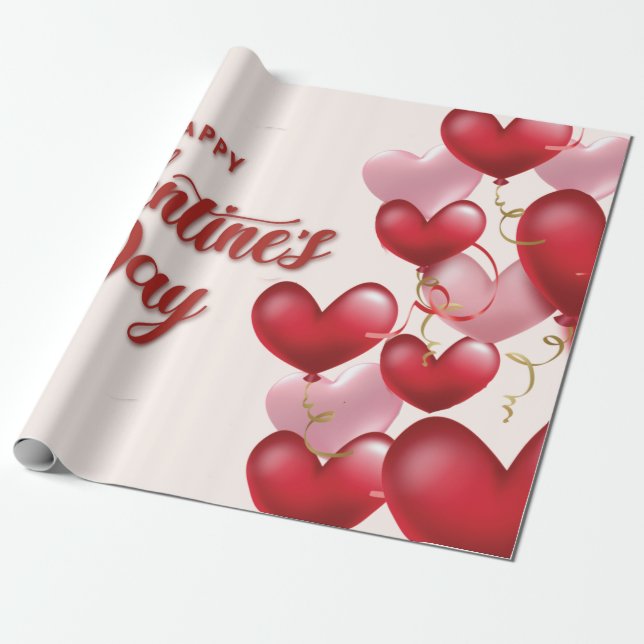 Elegantes rosafarbenes Herz Valentinstag Wanderpas Geschenkpapier (Ungerollt)