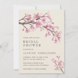 Elegantes rosafarbenes Kirschblossom Brautparty Einladung