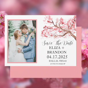 Elegantes rosafarbenes Kirschblossom Foto Save The Date