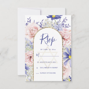 Elegantes rosafarbenes Lila Wasserfarben Bat Mitzv RSVP Karte