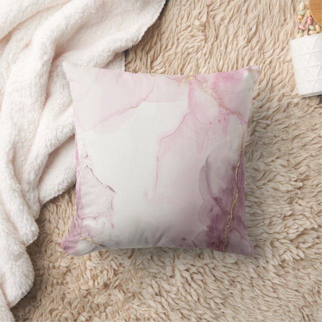 Elegantes rosafarbenes Marmordesign Kissen (Decke)