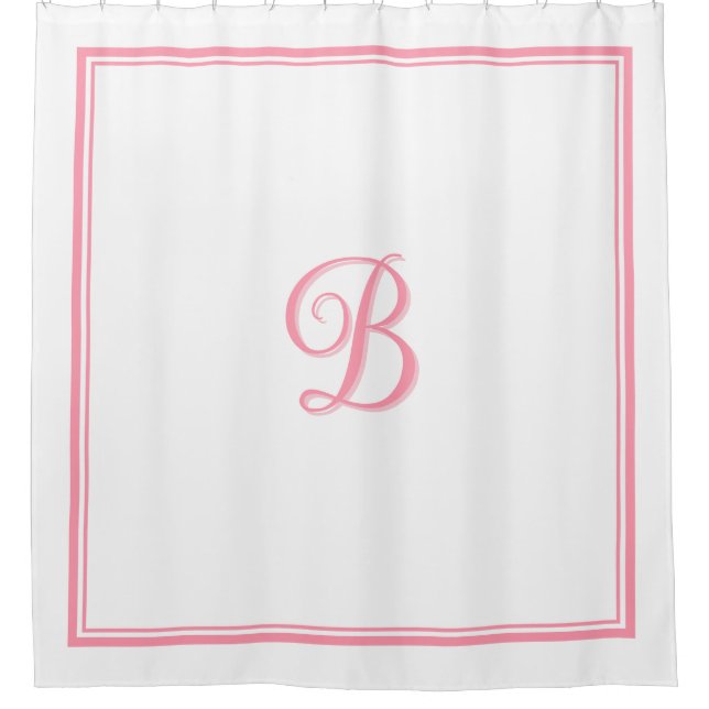 Elegantes rosafarbenes Monogramm für doppelte Gren Duschvorhang (Vorderseite)