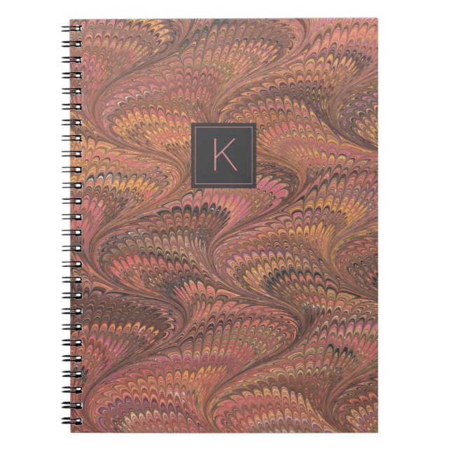Elegantes rosafarbenes Monogramm-Notebook aus brau Notizblock (Vorderseite)