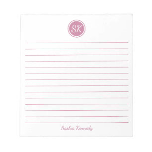 Elegantes, rosafarbenes Monogramm Personalisiert Notizblock