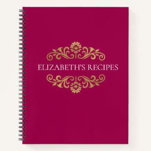 Elegantes rosafarbenes Monogramm Rezept Kochbuch Notizbuch