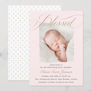 Elegantes, rosafarbenes, pastellfarbenes Script-Ta Einladung