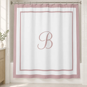 Elegantes rosafarbenes Rand-Script-Monogramm Duschvorhang