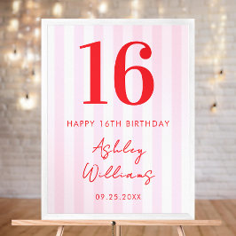 Elegantes rosafarbenes rosa rotes Modern 16. Gebur Poster