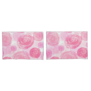 Elegantes rosafarbenes Rosenmuster Kissenbezug