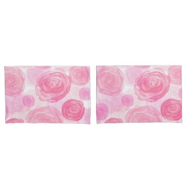 Elegantes rosafarbenes Rosenmuster| Kissenbezug (Vorderseite-Set)