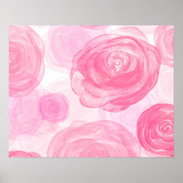 Elegantes rosafarbenes Rosenmuster | Poster